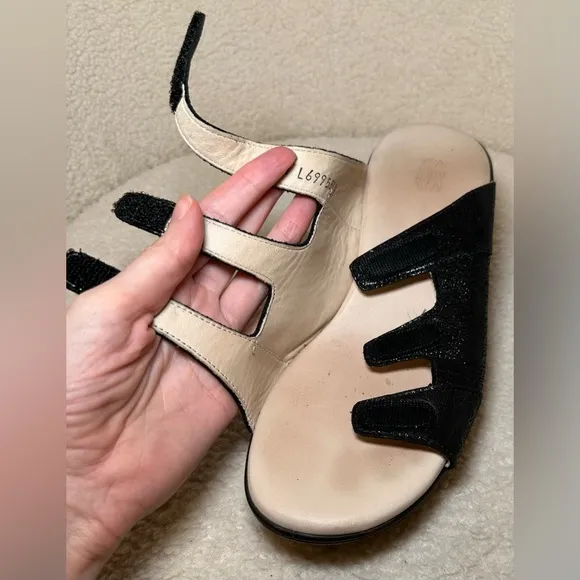 SAS women’s wedge black brown Velcro walking comfort shoes sandals summer 8WW