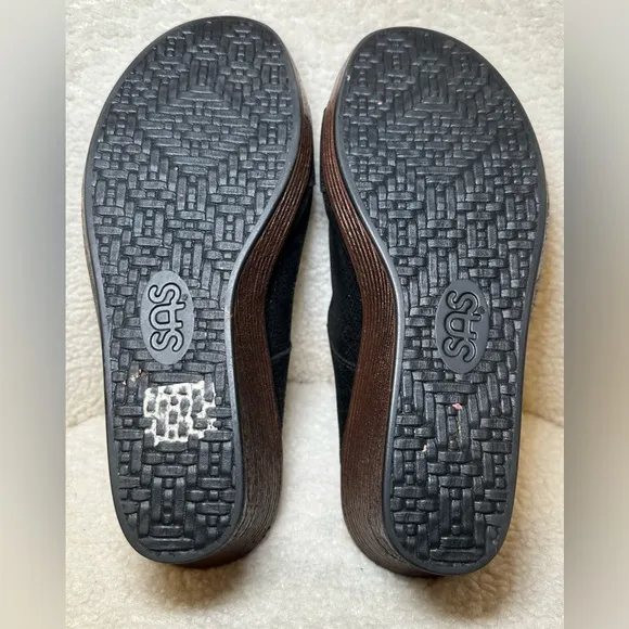 SAS women’s wedge black brown Velcro walking comfort shoes sandals summer 8WW
