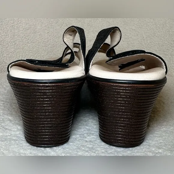 SAS women’s wedge black brown Velcro walking comfort shoes sandals summer 8WW