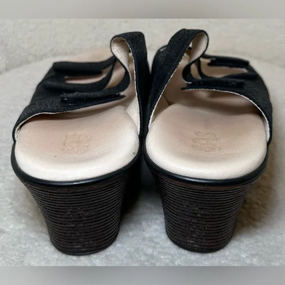 SAS women’s wedge black brown Velcro walking comfort shoes sandals summer 8WW