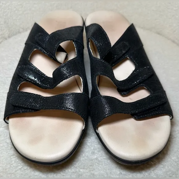 SAS women’s wedge black brown Velcro walking comfort shoes sandals summer 8WW