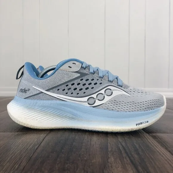 Saucony Ride 17 Running Shoe Womens Sneaker Size 7.5 WIDE Gray Blue Cloud/Breeze