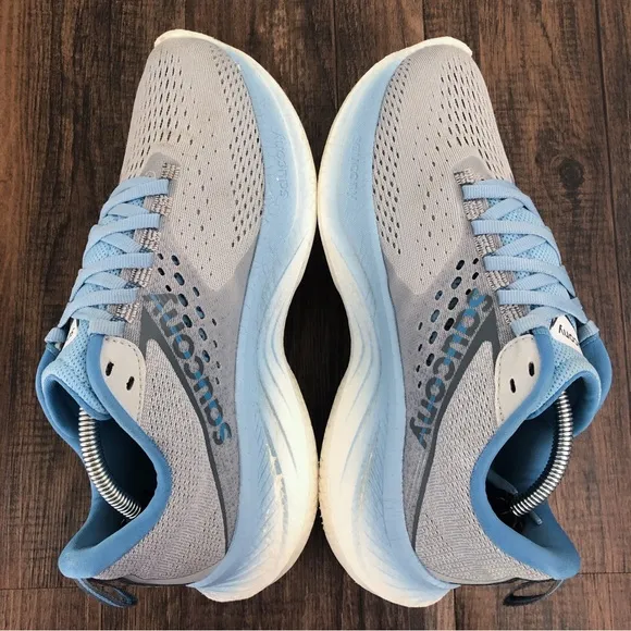 Saucony Ride 17 Running Shoe Womens Sneaker Size 7.5 WIDE Gray Blue Cloud/Breeze