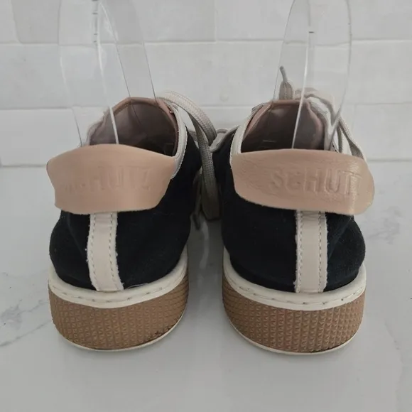 Schutz Gizella Colorblock Low-Top Platform Sneakers Cream Black Tan Brown 10