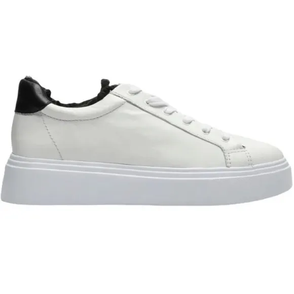 SCHUTZ KRISTEN WHITE LEATHER PLATFORM SNEAKERS SHEARLING SIZE 8.5 EUC