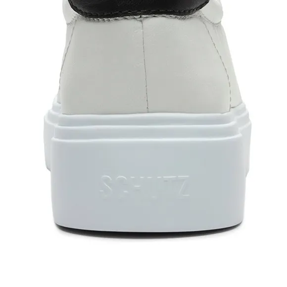 SCHUTZ KRISTEN WHITE LEATHER PLATFORM SNEAKERS SHEARLING SIZE 8.5 EUC
