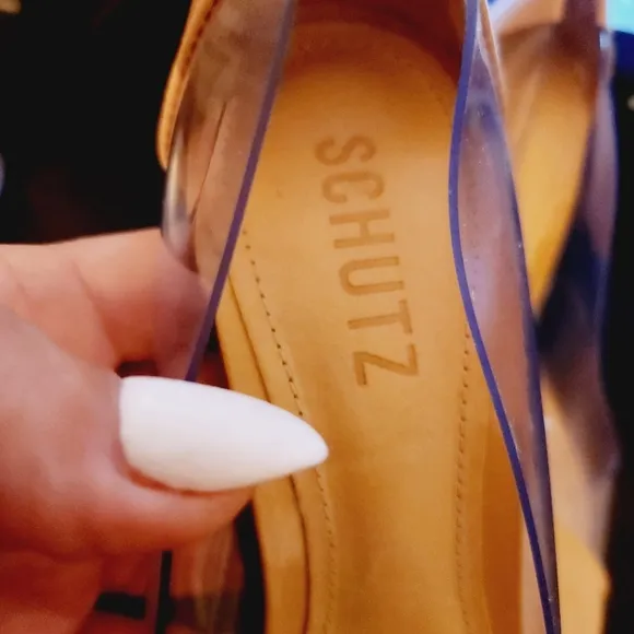 SCHUTZ nude transparent high heel pumps size 8.5 slip on shoes