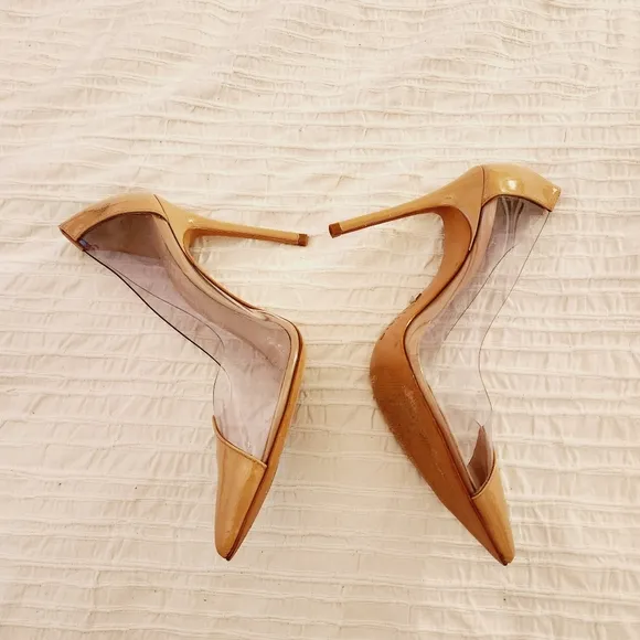 SCHUTZ nude transparent high heel pumps size 8.5 slip on shoes