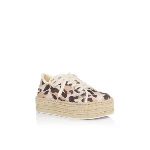 SCHUTZ Womens Beige Leopard Espadrille Luana Platform Athletic Sneakers 9.5 B