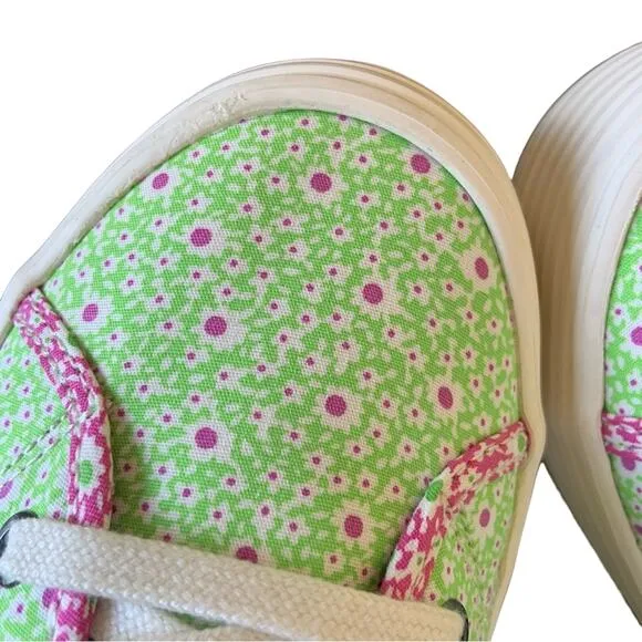 Seavees Monterey Sneaker Platform in Pink Lime Flower Poplin Size 8 Shoes NEW