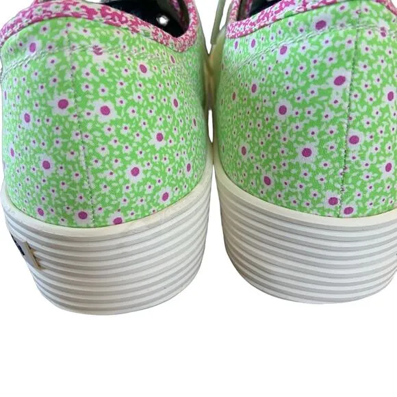 Seavees Monterey Sneaker Platform in Pink Lime Flower Poplin Size 8 Shoes NEW