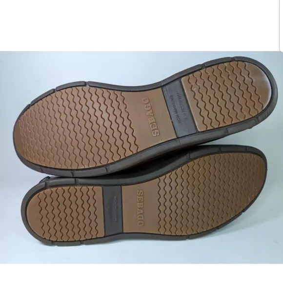 Sebago LiteSides Mens Boat Shoes Size 9.5 Burnt Brown Slip On Docksiders