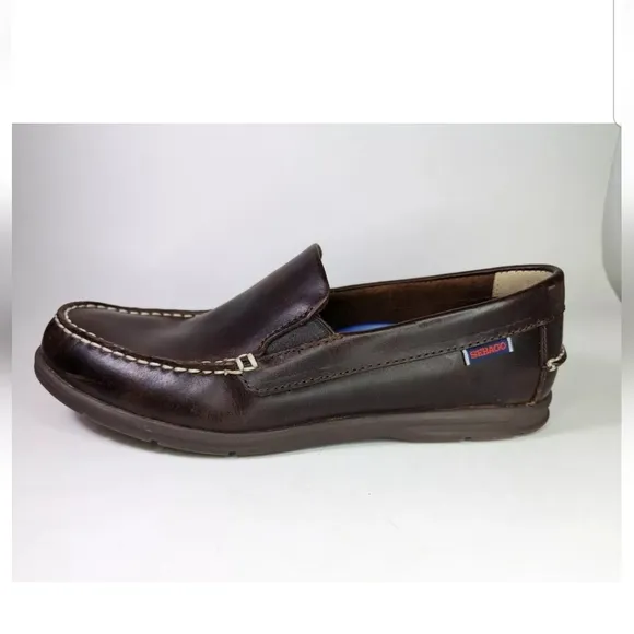 Sebago LiteSides Mens Boat Shoes Size 9.5 Burnt Brown Slip On Docksiders