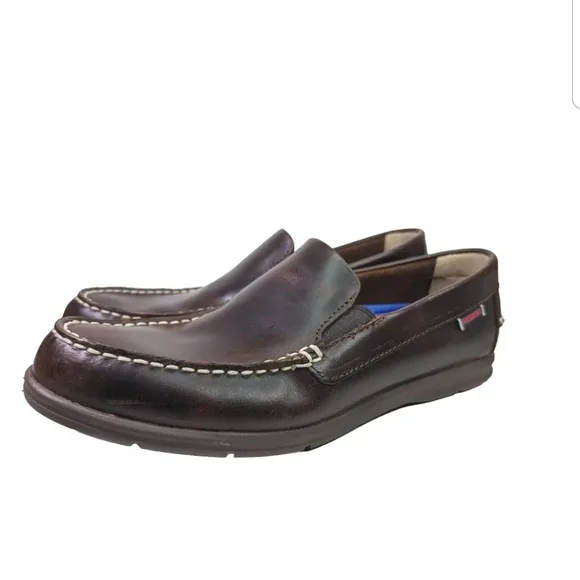 Sebago LiteSides Mens Boat Shoes Size 9.5 Burnt Brown Slip On Docksiders
