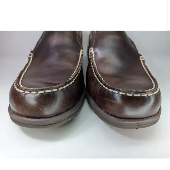 Sebago LiteSides Mens Boat Shoes Size 9.5 Burnt Brown Slip On Docksiders