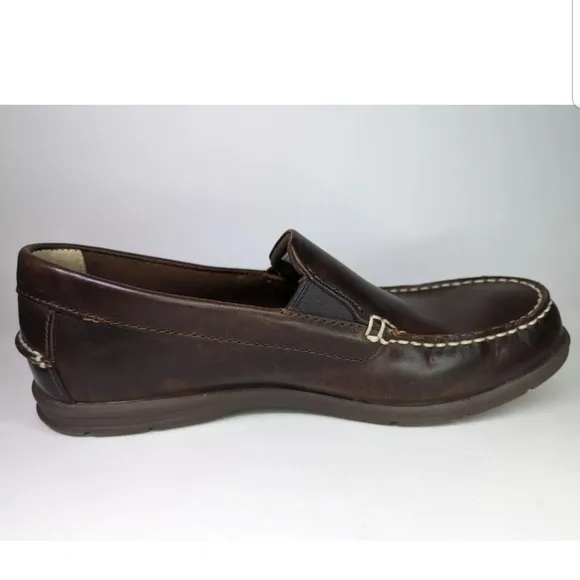 Sebago LiteSides Mens Boat Shoes Size 9.5 Burnt Brown Slip On Docksiders