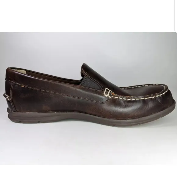 Sebago LiteSides Mens Boat Shoes Size 9.5 Burnt Brown Slip On Docksiders