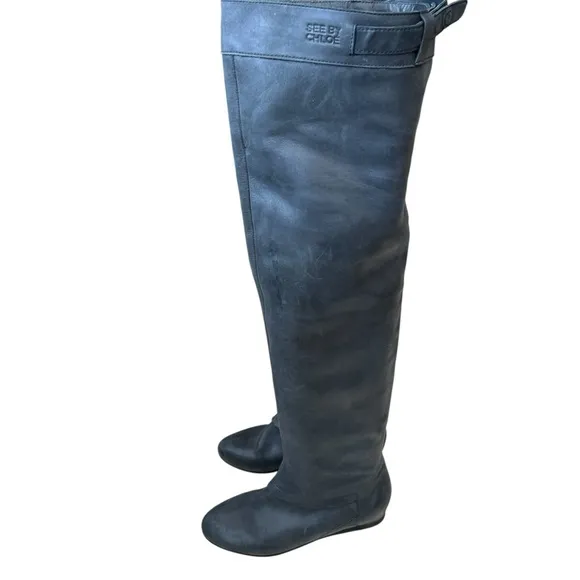SEE BY CHLOE LEATHER OVER THE KNEE BOOTS WOMENS SIZE 6 WOOL? LINING