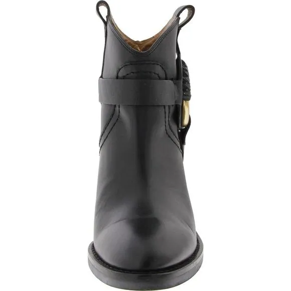 See by Chloe Womens Hanna Black O-Ring Cowboy, Western Boots Shoes New