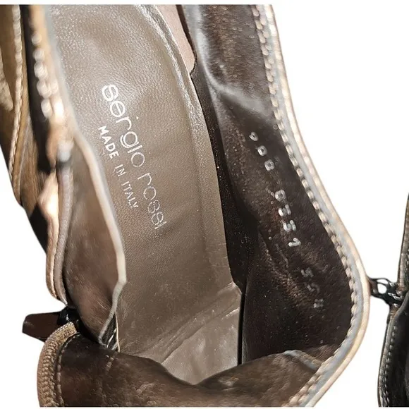 Sergio Rossi Embroidered Leather‎ Ankle Boots Western-Inspired High Heels 5.5