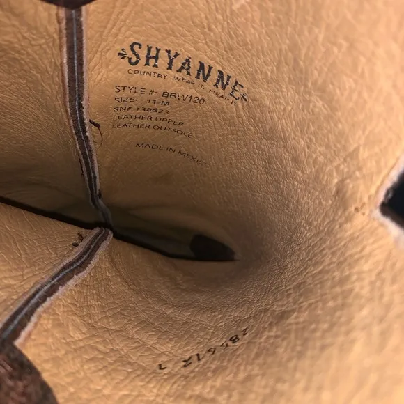 Shyanne Charlene Tall Leather Snip Toe Cowboy Boots Size 11