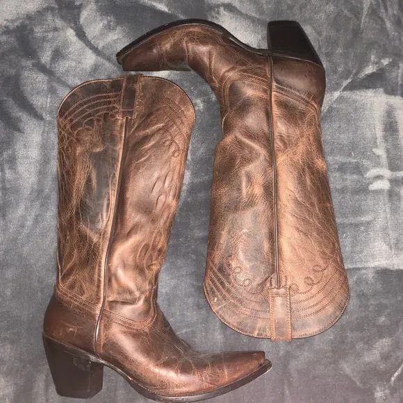 Shyanne Charlene Tall Leather Snip Toe Cowboy Boots Size 11
