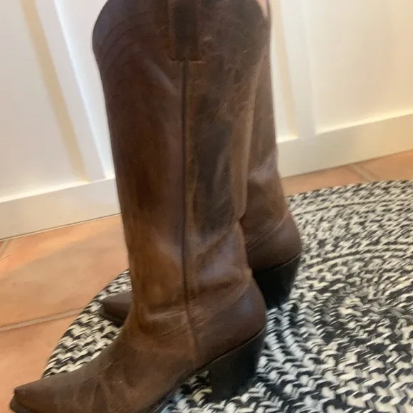 Shyanne Charlene Tall Leather Snip Toe Cowboy Boots Size 11