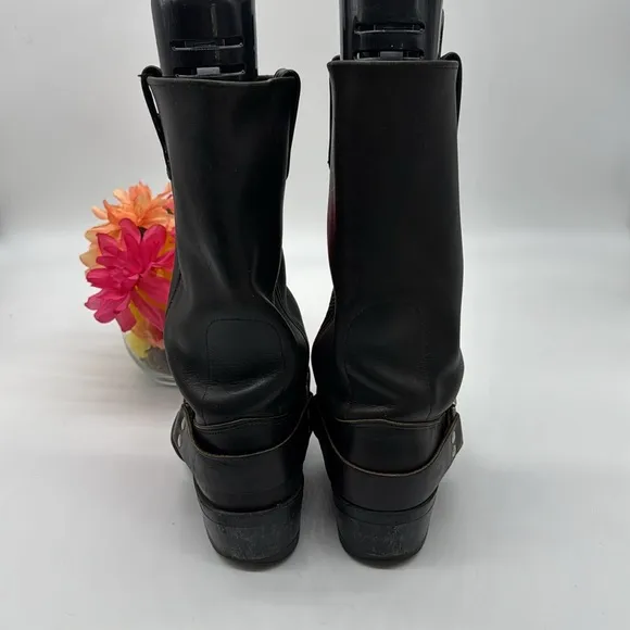 Sierra Men's Black Leather Square Toe Biker Boots Size 8.5 TB7029E