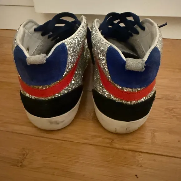 Silver Glitter High-Top Sneakers with Star
