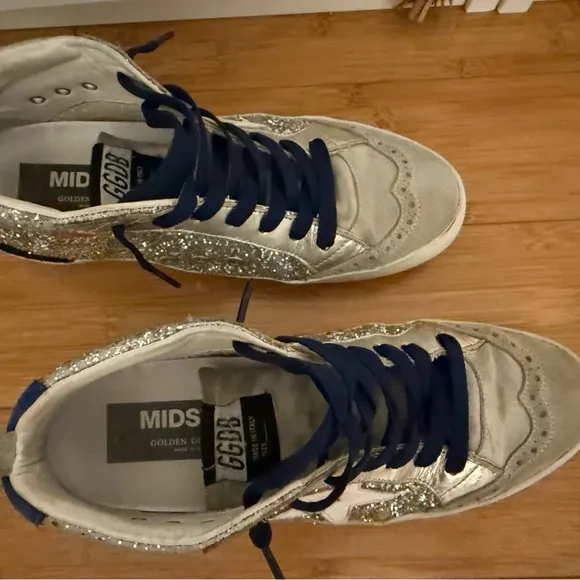 Silver Glitter High-Top Sneakers with Star