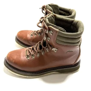 Simms Freestone Fly Fishing Boots Mens Size 11 Brown Leather Lace Up Felt Soles