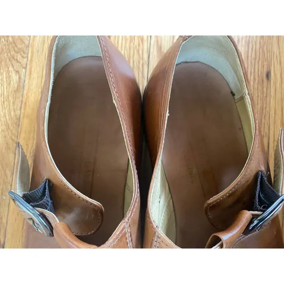Size 10M mens Johnston &amp; Murphy brown leather fisherman shoes T strap sandals