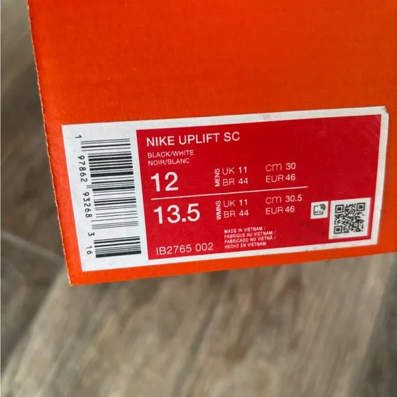 Size 12 - Nike Uplift SC Black White Men’s Running Work Out Shoes