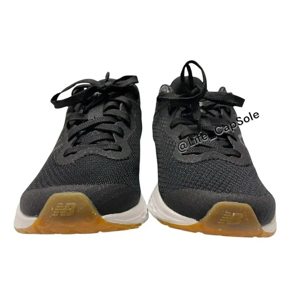 Size 1Y New Balance Kids Black Gray Fresh Foam Pointure Pre School Lace Shoes PS