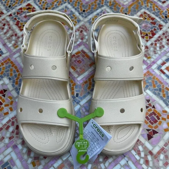 Size M 11 / W 13 Crocs Classic Hiker Xscape Chunky Platform Sandals Vanilla Shoe