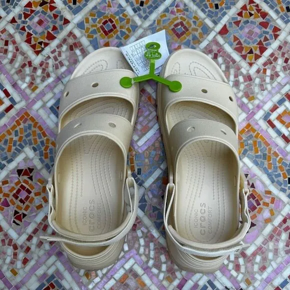 Size M 11 / W 13 Crocs Classic Hiker Xscape Chunky Platform Sandals Vanilla Shoe