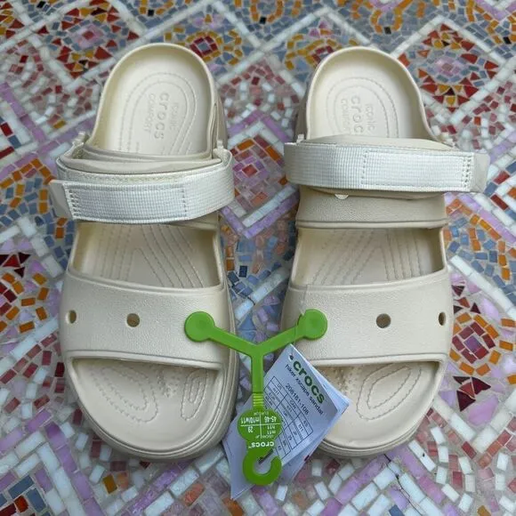 Size M 11 / W 13 Crocs Classic Hiker Xscape Chunky Platform Sandals Vanilla Shoe