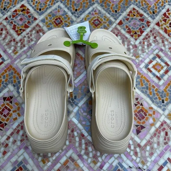 Size M 11 / W 13 Crocs Classic Hiker Xscape Chunky Platform Sandals Vanilla Shoe