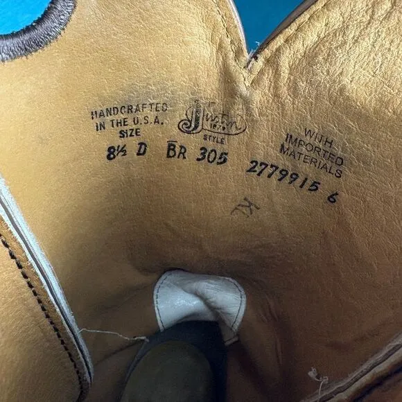 Size 8.5 - Men’s Justin Western white and brown Boots
