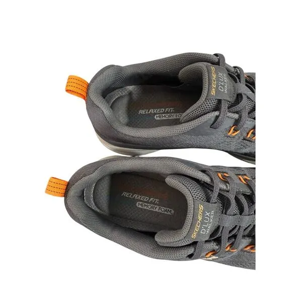 Skechers D’Lux Walker Commuter 232261 Gray Orange No Tie Shoes Mens 15