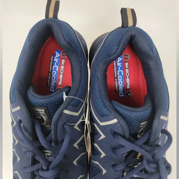 Skechers Malad II Composite Toe Work Shoes Navy/Tan 200127 Men's Size 11 New