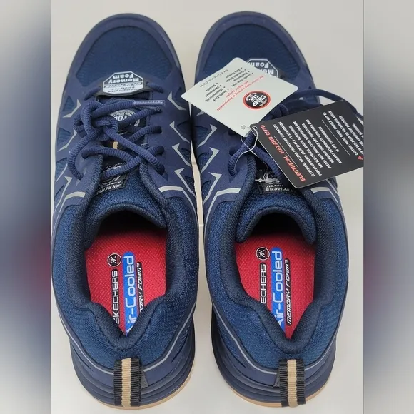 Skechers Malad II Composite Toe Work Shoes Navy/Tan 200127 Men's Size 11 New