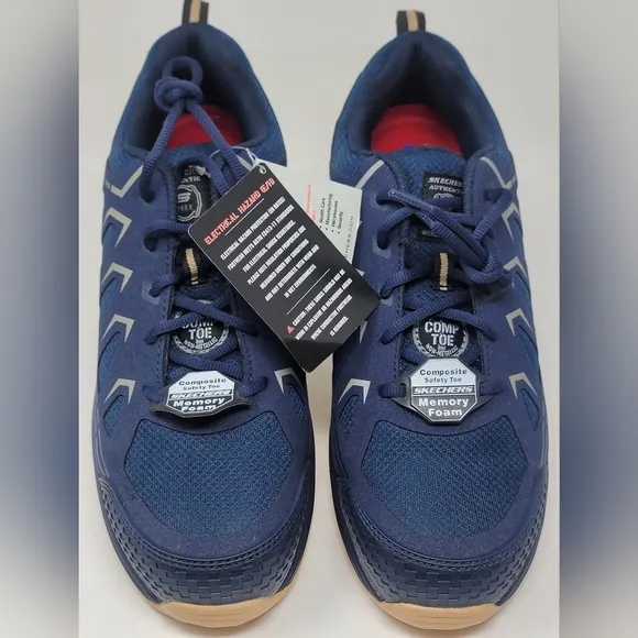 Skechers Malad II Composite Toe Work Shoes Navy/Tan 200127 Men's Size 11 New