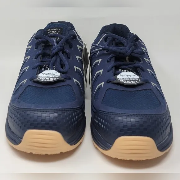 Skechers Malad II Composite Toe Work Shoes Navy/Tan 200127 Men's Size 11 New