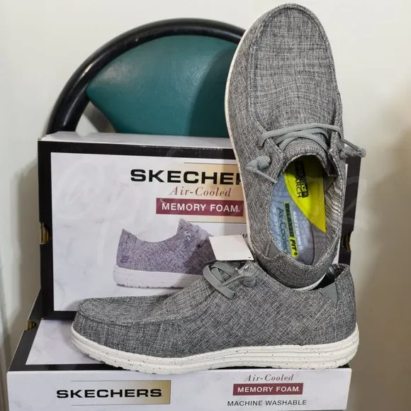 Skechers men slip-on Canvas shoes gray