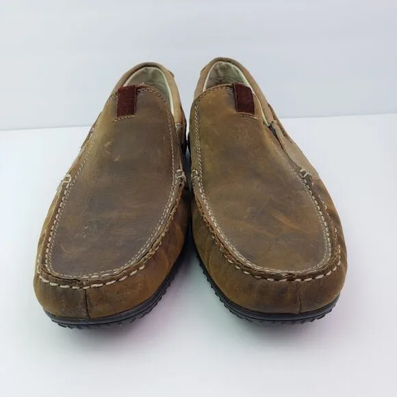 Skechers Mens Size 11 Brown Leather Slip On Moc Driving Loafer Shoes SN 62732
