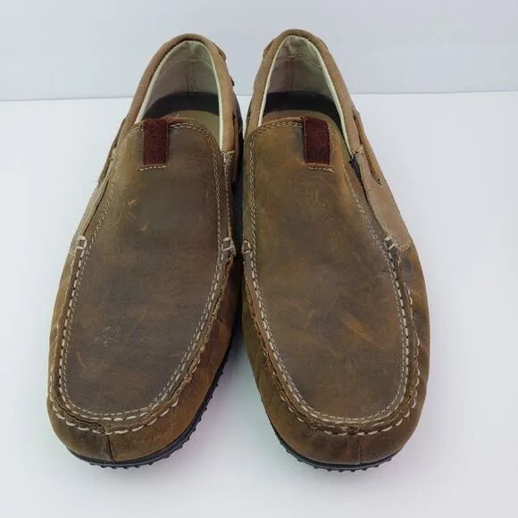 Skechers Mens Size 11 Brown Leather Slip On Moc Driving Loafer Shoes SN 62732