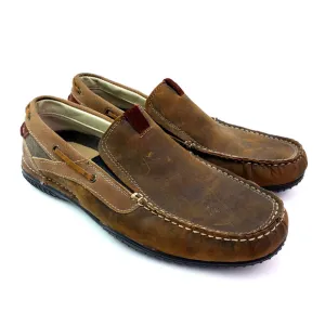 Skechers Mens Size 11 Brown Leather Slip On Moc Driving Loafer Shoes SN 62732