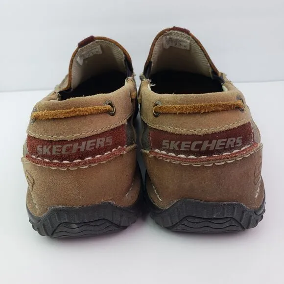 Skechers Mens Size 11 Brown Leather Slip On Moc Driving Loafer Shoes SN 62732