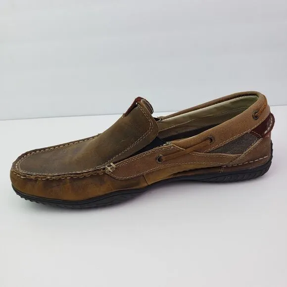 Skechers Mens Size 11 Brown Leather Slip On Moc Driving Loafer Shoes SN 62732